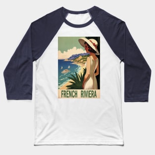 French Riviera Vintage Travel Poster Baseball T-Shirt